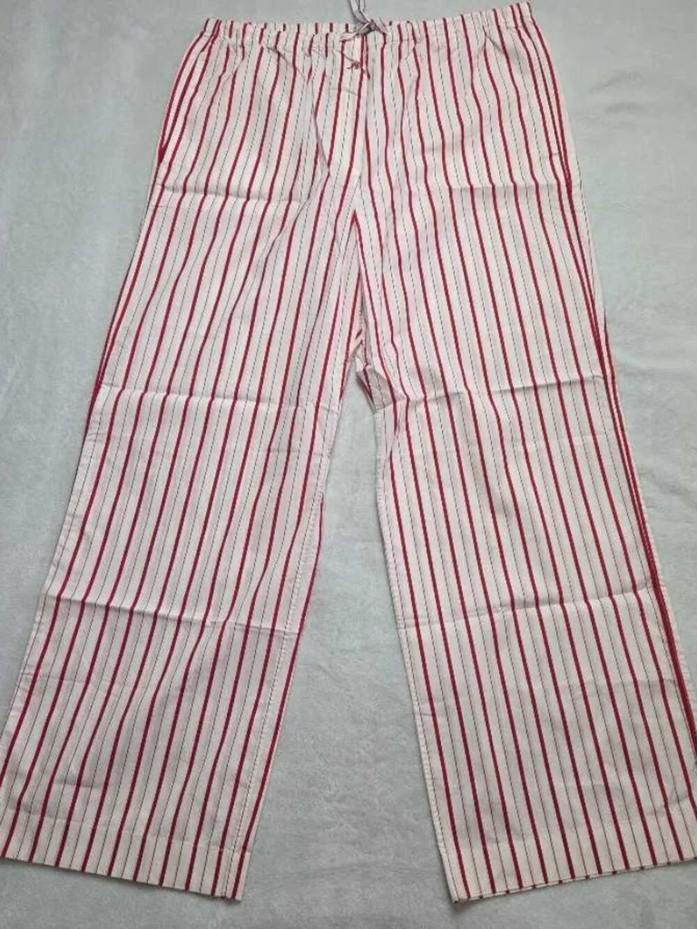 New L J.Crew cotton poplin long-sleeve pajama pant set in peppermint stripe red